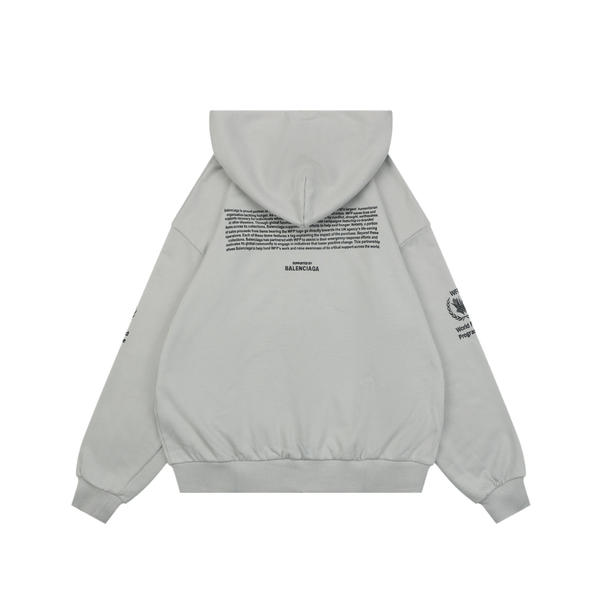 Balenciaga WFP Letter Print Hooded Jacket in Light Gray