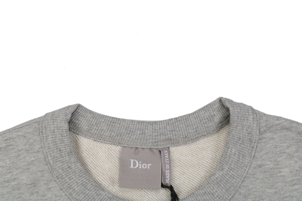 Dior Small Dio Embroidered Crewneck Sweatshirt in Light Gray