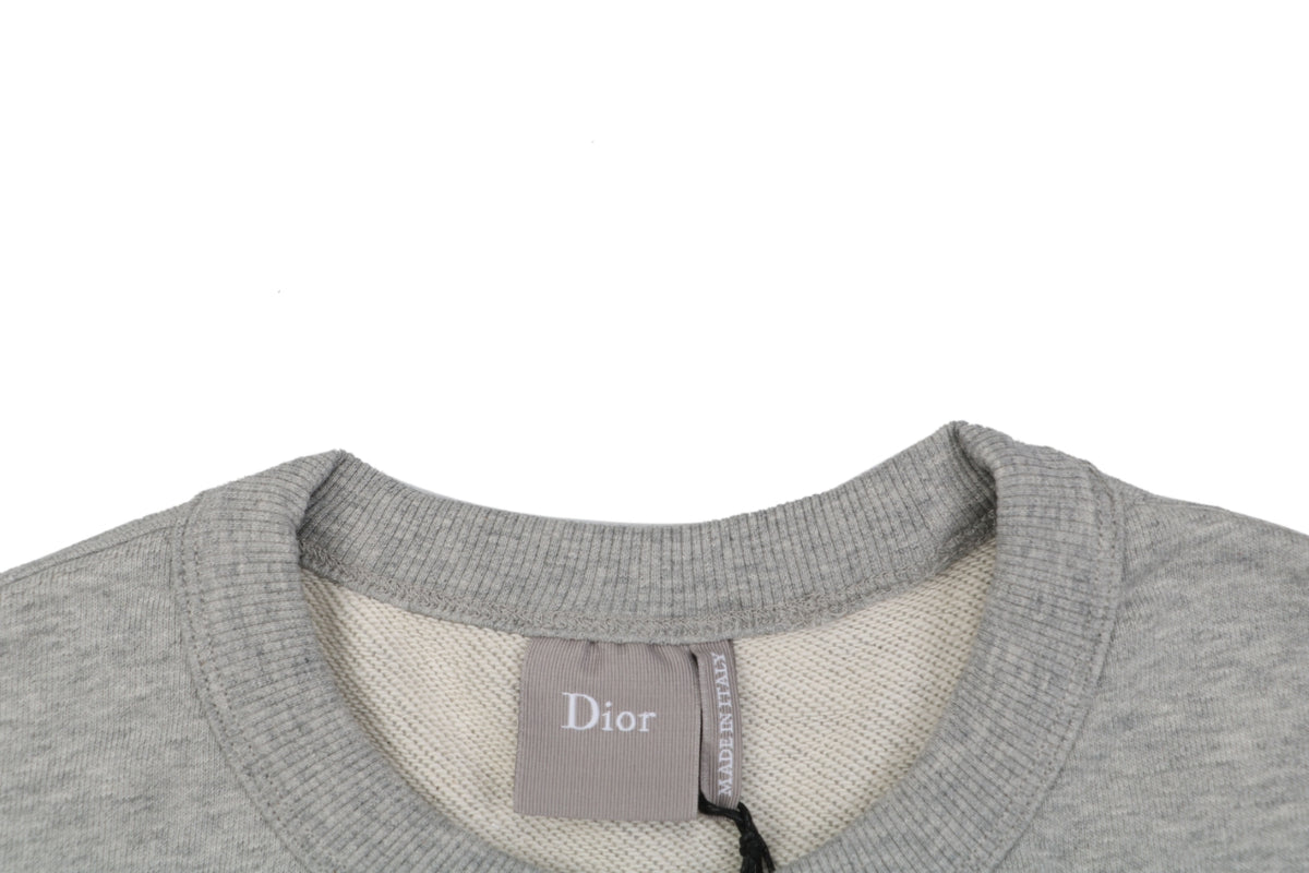 Dior Small Dio Embroidered Crewneck Sweatshirt in Light Gray