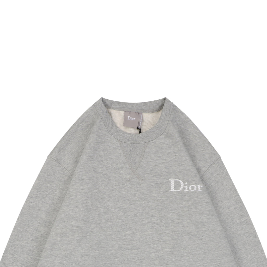 Dior Small Dio Embroidered Crewneck Sweatshirt in Light Gray