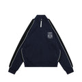 Loewe Floral Logo Colorblock High-Neck Jacket in Navy