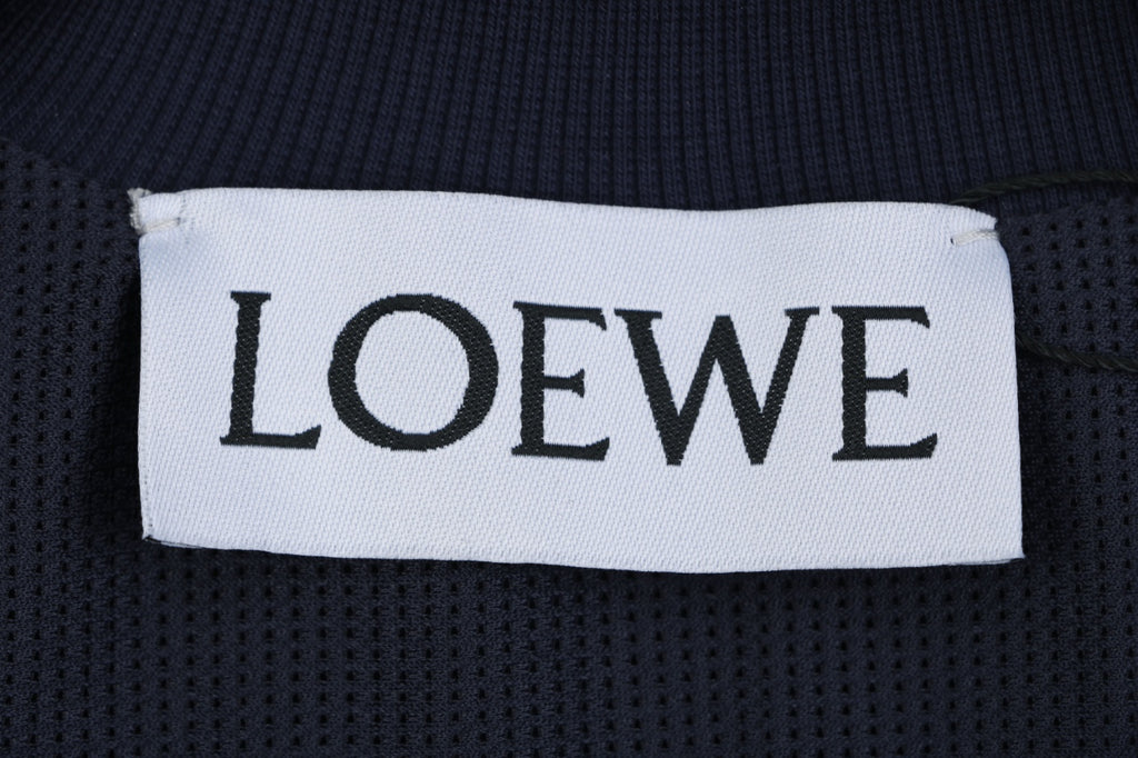 Loewe Floral Logo Colorblock High-Neck Jacket in Navy