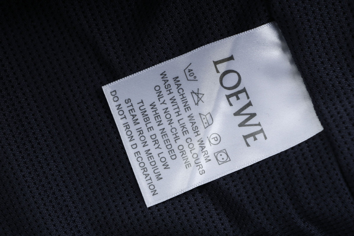 Loewe Floral Logo Colorblock High-Neck Jacket in Navy