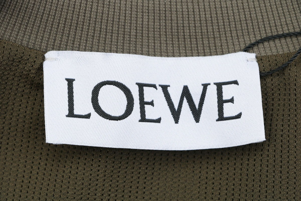 Loewe Floral Logo Colorblock High-Neck Jacket in Green