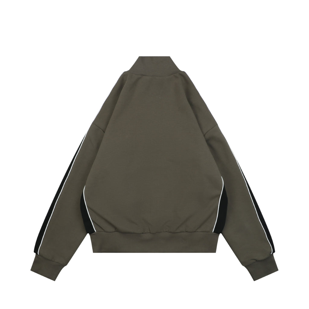 Loewe Floral Logo Colorblock High-Neck Jacket in Green