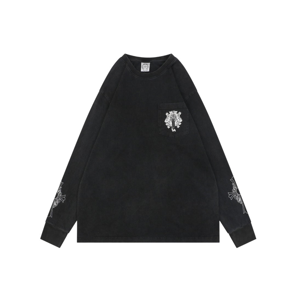 Chrome Hearts Pocket Vine Sword Print Long-Sleeve T-Shirt in Black