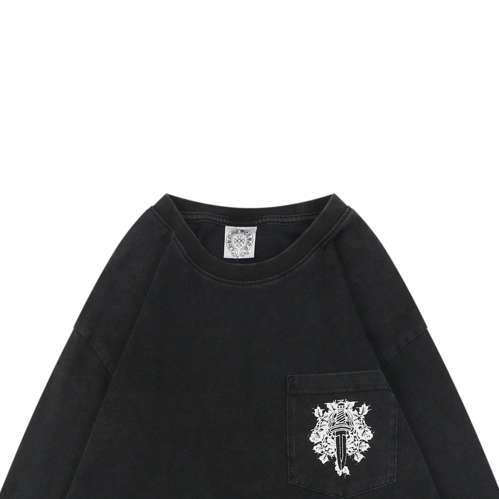 Chrome Hearts Pocket Vine Sword Print Long-Sleeve T-Shirt in Black