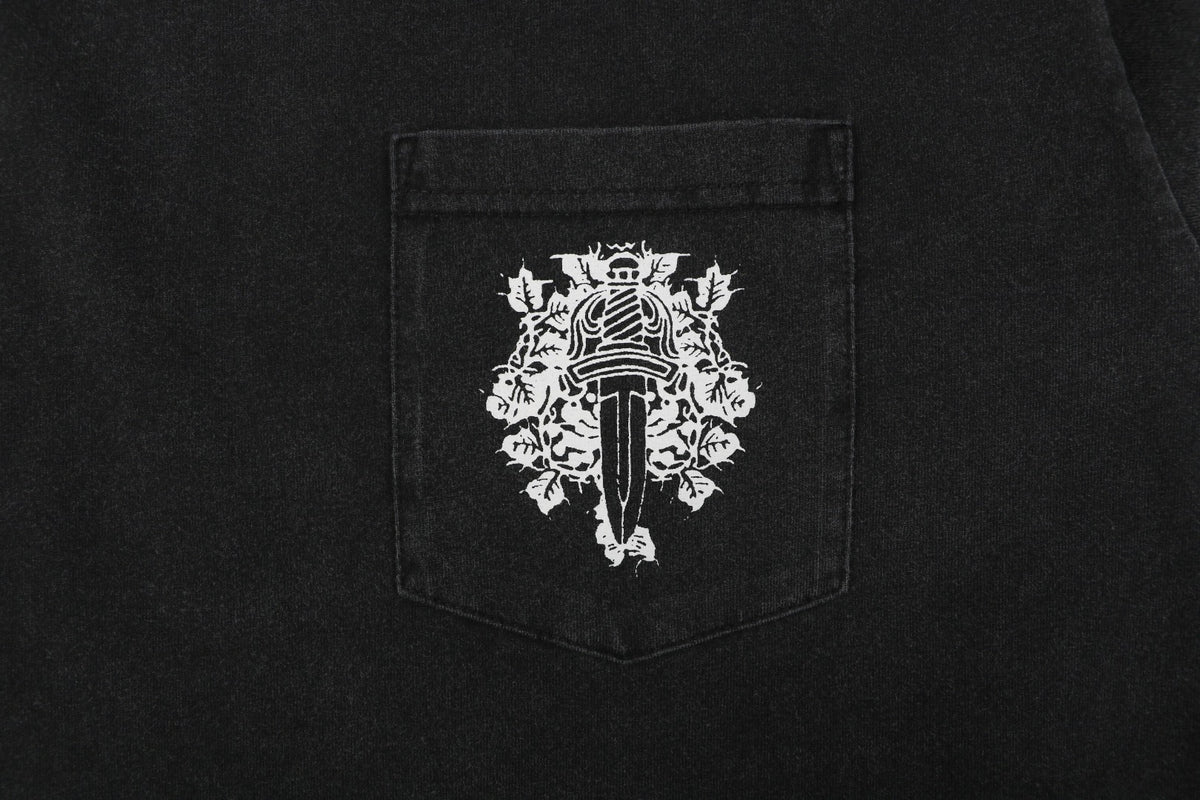 Chrome Hearts Pocket Vine Sword Print Long-Sleeve T-Shirt in Black