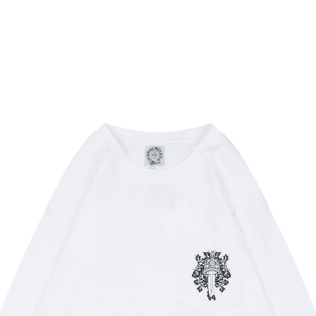 Chrome Hearts Pocket Vine Sword Print Long-Sleeve T-Shirt in White