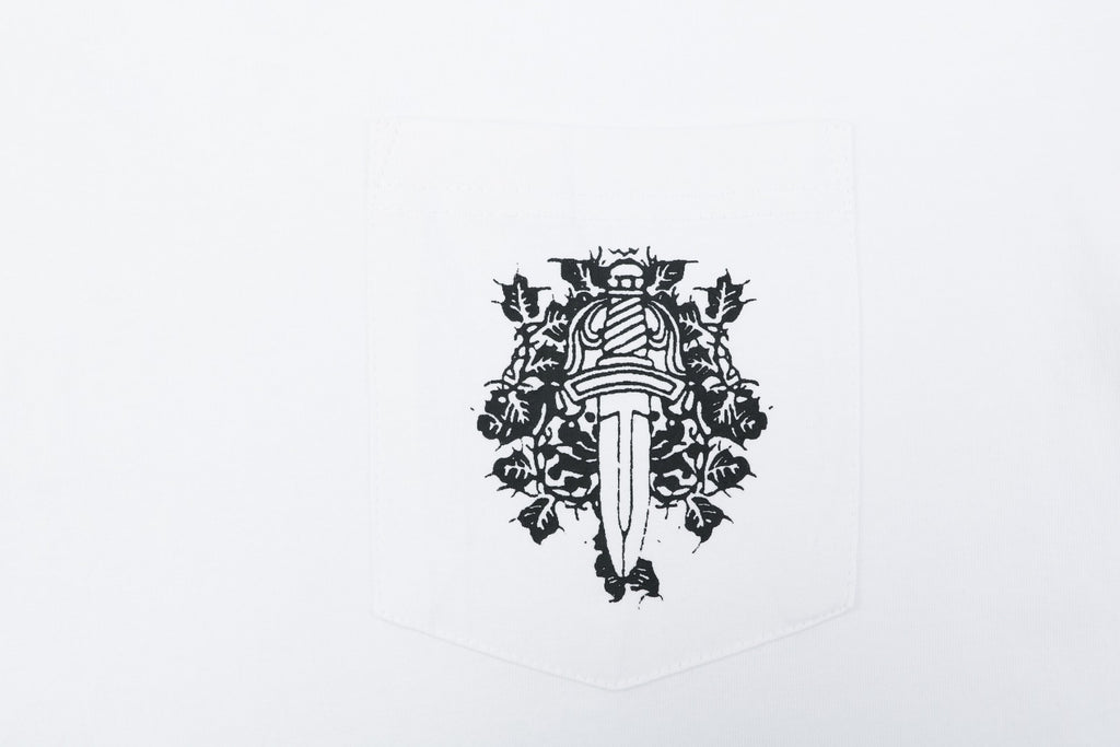 Chrome Hearts Pocket Vine Sword Print Long-Sleeve T-Shirt in White