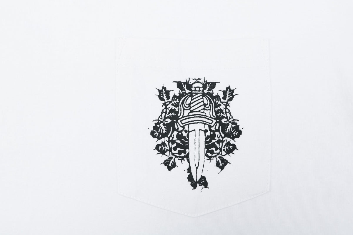 Chrome Hearts Pocket Vine Sword Print Long-Sleeve T-Shirt in White