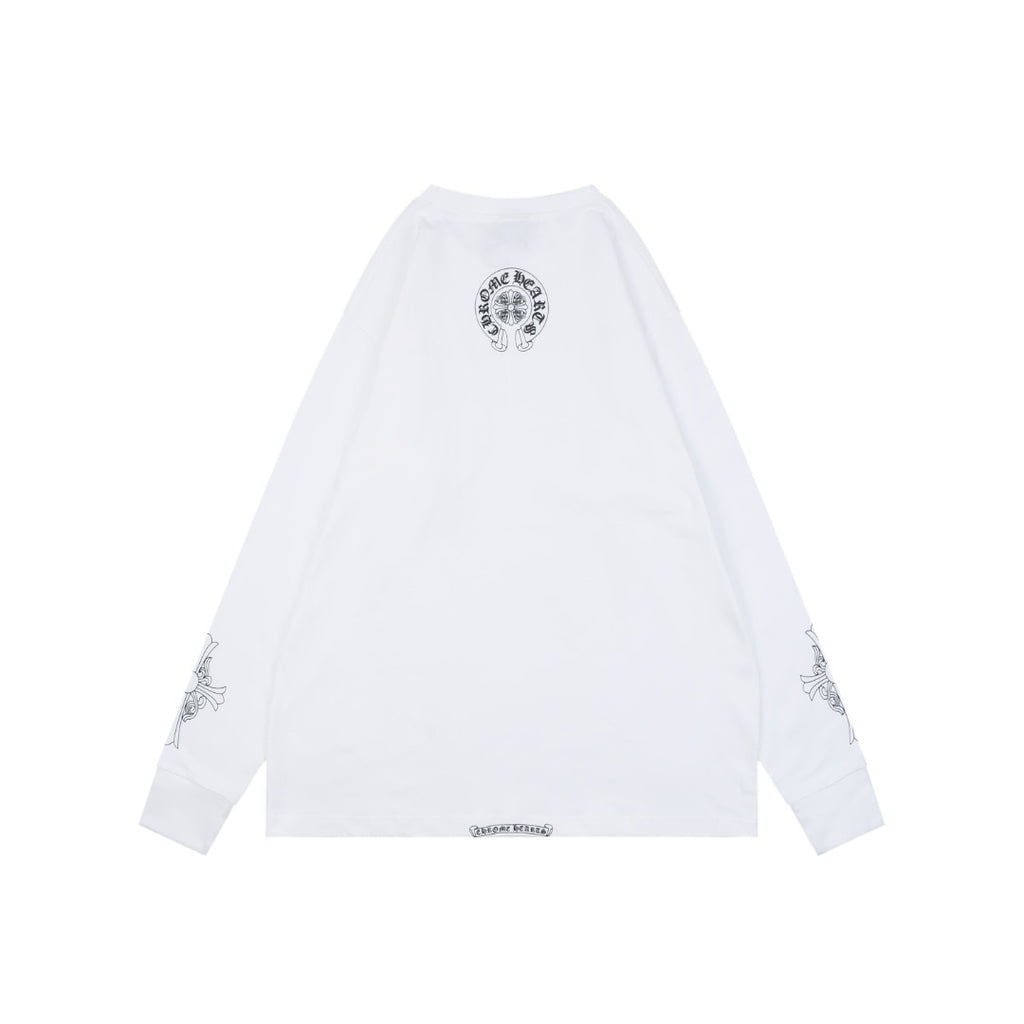 Chrome Hearts Pocket Vine Sword Print Long-Sleeve T-Shirt in White