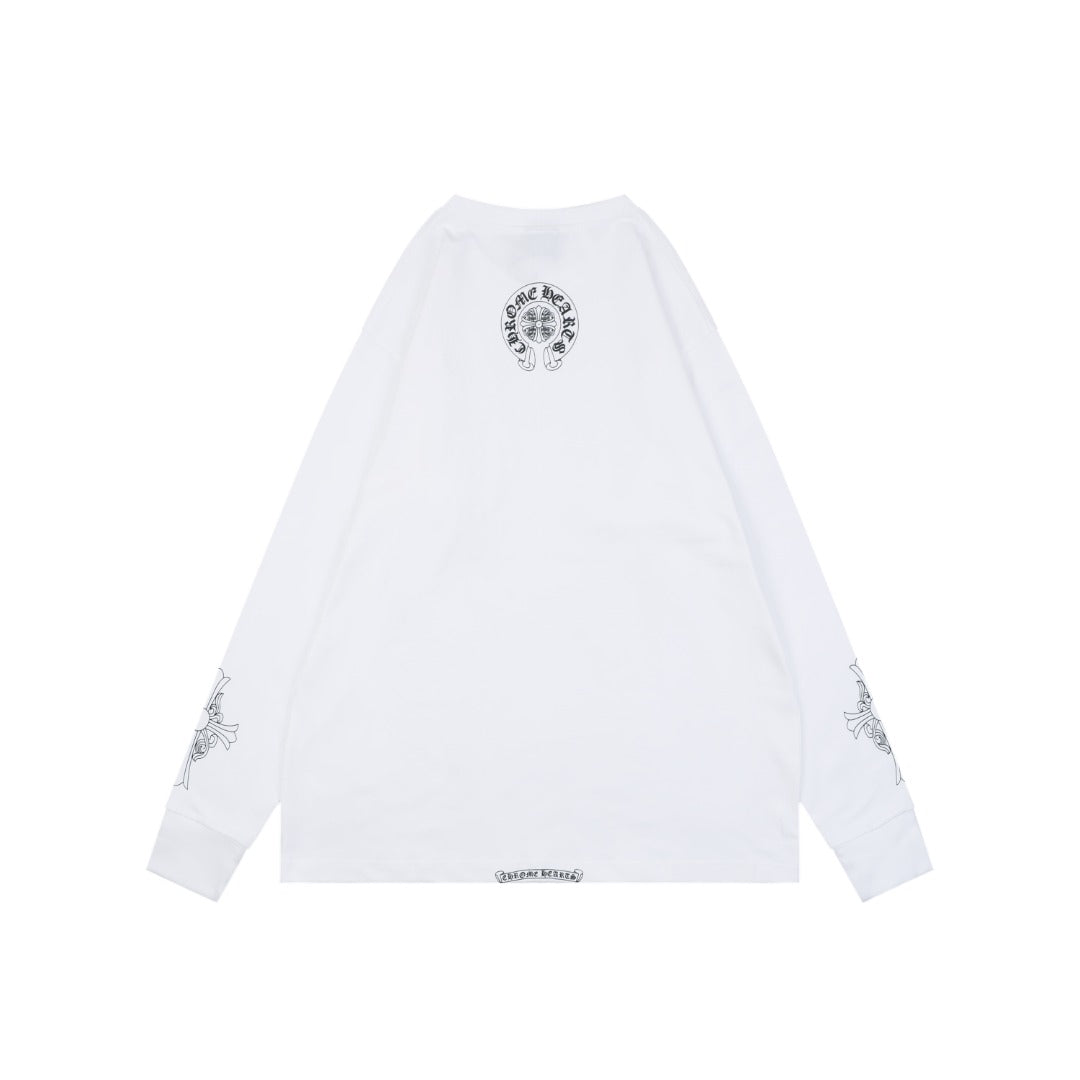 Chrome Hearts Pocket Vine Sword Print Long-Sleeve T-Shirt in White