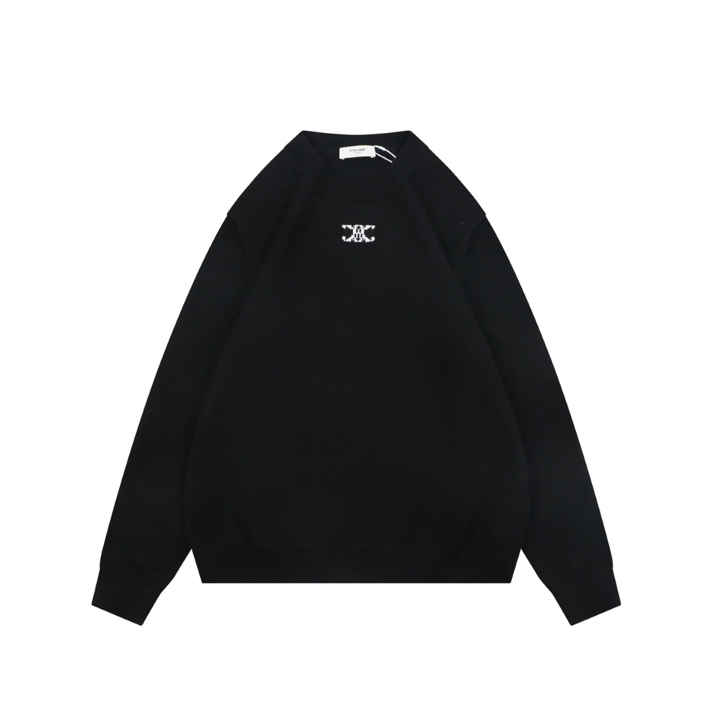 Celine Triomphe Logo Crewneck Sweater in Black