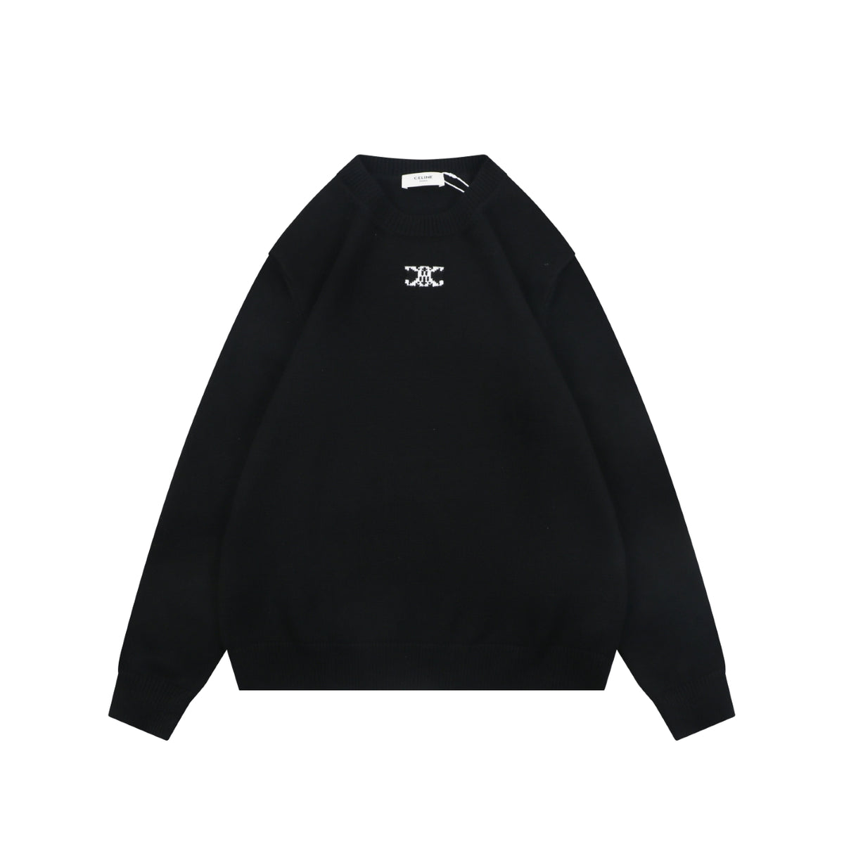 Celine Triomphe Logo Crewneck Sweater in Black