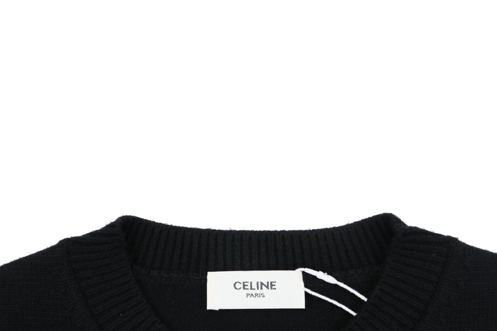 Celine Triomphe Logo Crewneck Sweater in Black