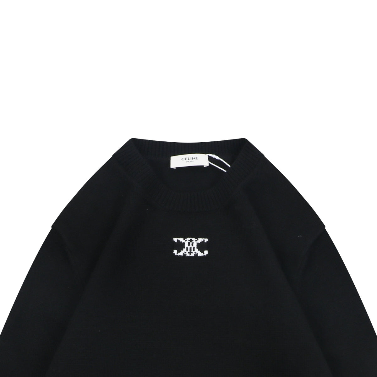 Celine Triomphe Logo Crewneck Sweater in Black