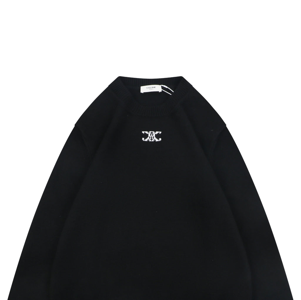 Celine Triomphe Logo Crewneck Sweater in Black