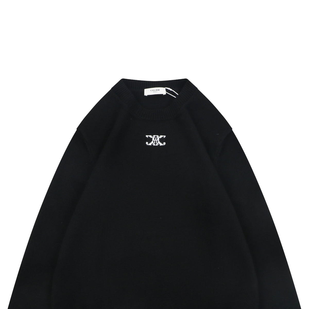 Celine Triomphe Logo Crewneck Sweater in Black