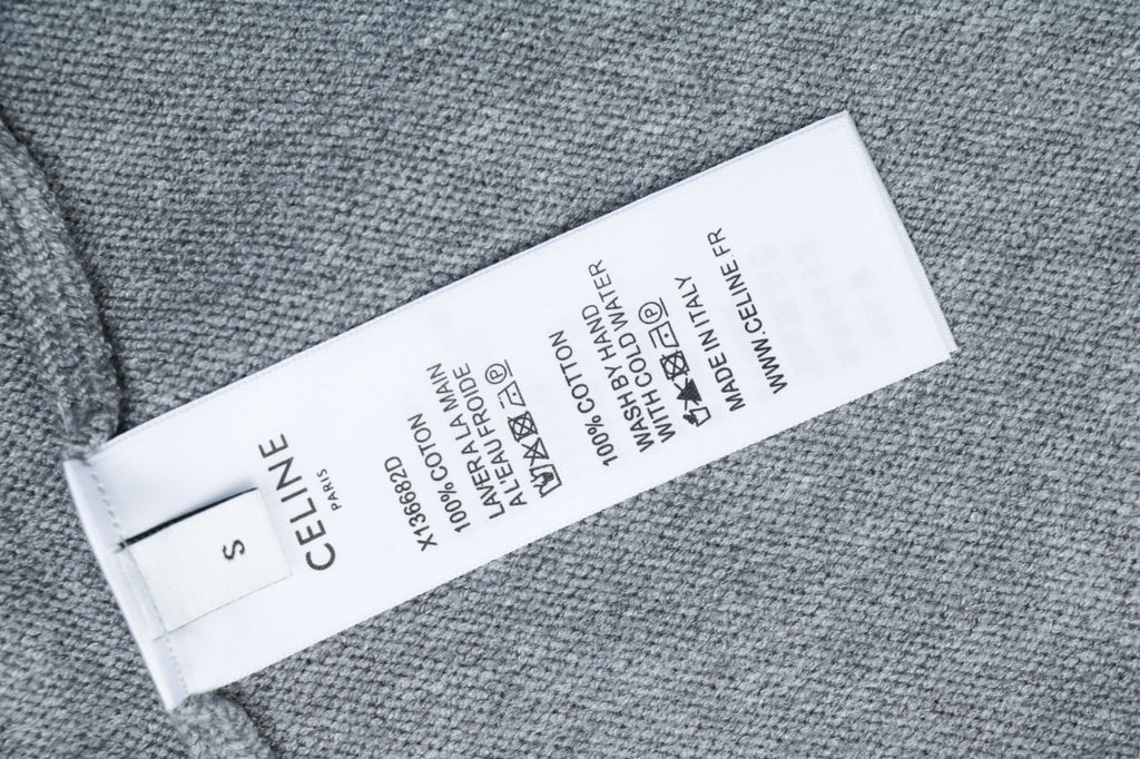 Celine Triomphe Logo Crewneck Sweater in Light Gray