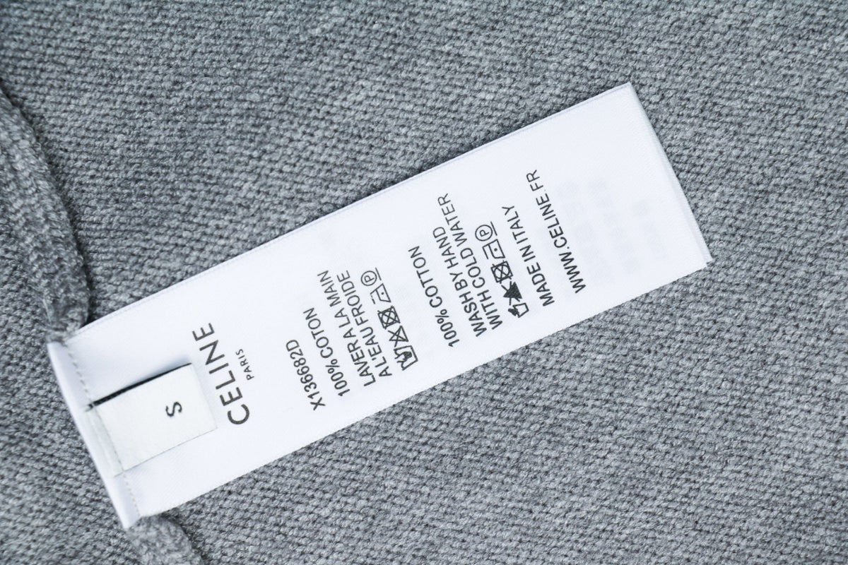 Celine Triomphe Logo Crewneck Sweater in Light Gray