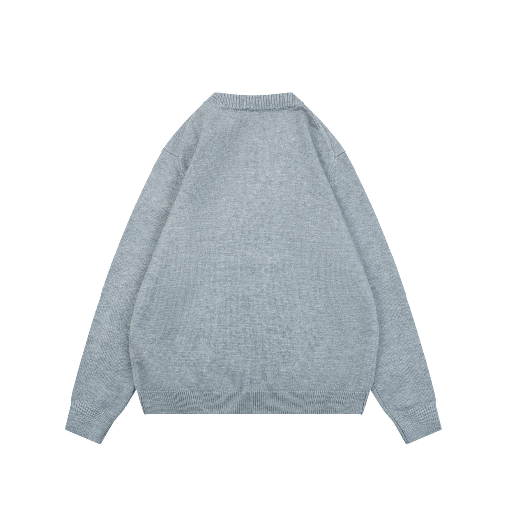 Celine Triomphe Logo Crewneck Sweater in Light Gray