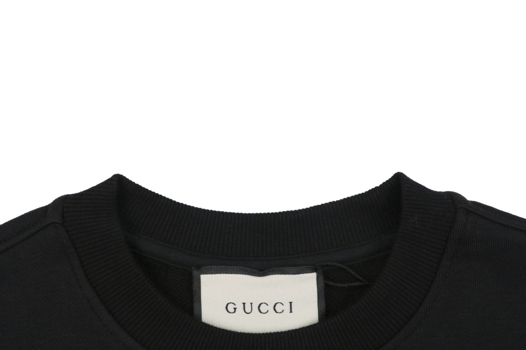 Gucci Red Green Double G Print Crewneck Sweatshirt in Black