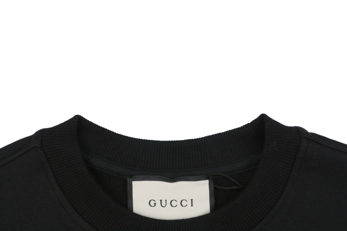 Gucci Red Green Double G Print Crewneck Sweatshirt in Black