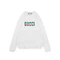 Gucci Red Green Double G Print Crewneck Sweatshirt in White