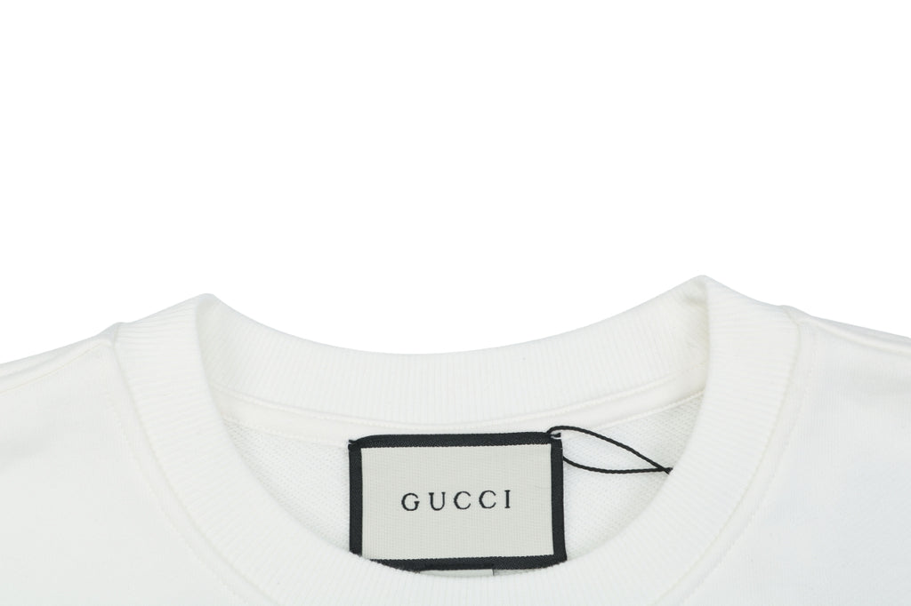 Gucci Red Green Double G Print Crewneck Sweatshirt in White