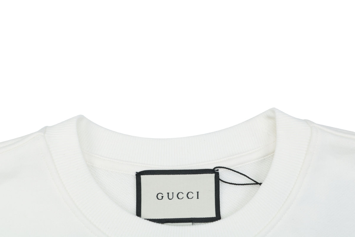 Gucci Red Green Double G Print Crewneck Sweatshirt in White