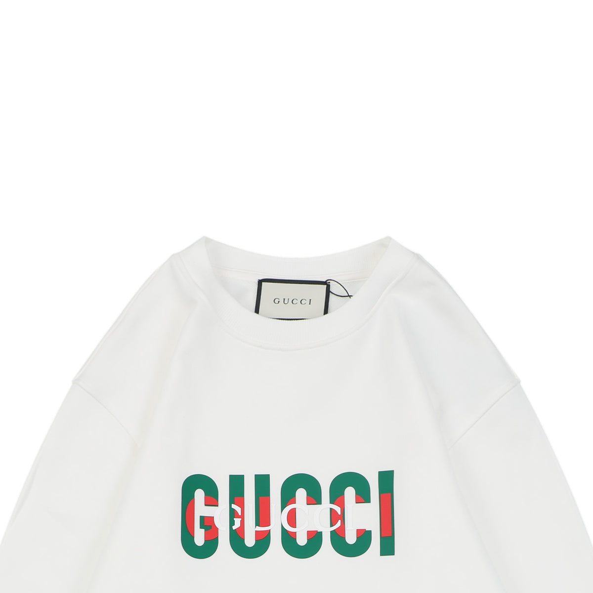 Gucci Red Green Double G Print Crewneck Sweatshirt in White