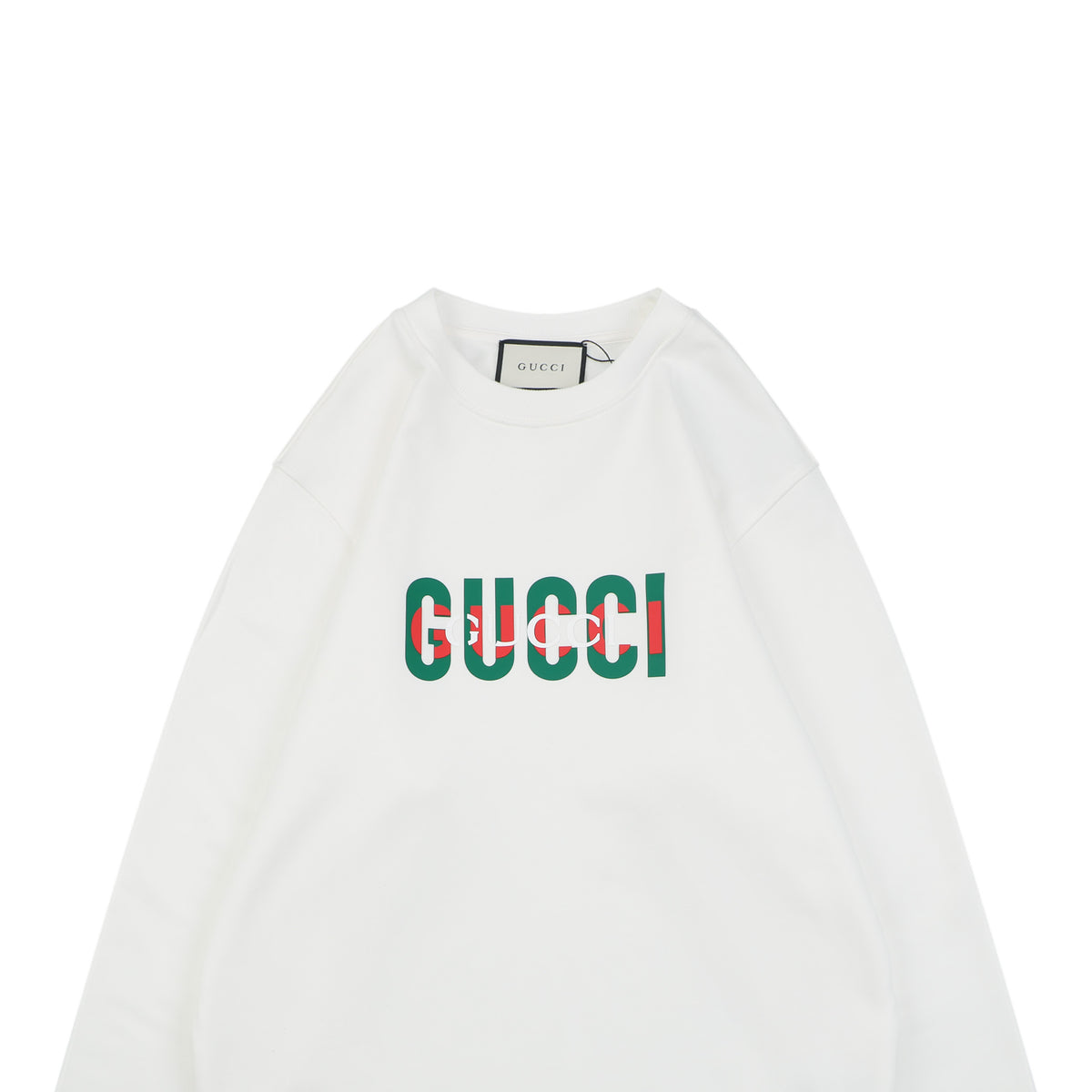 Gucci Red Green Double G Print Crewneck Sweatshirt in White