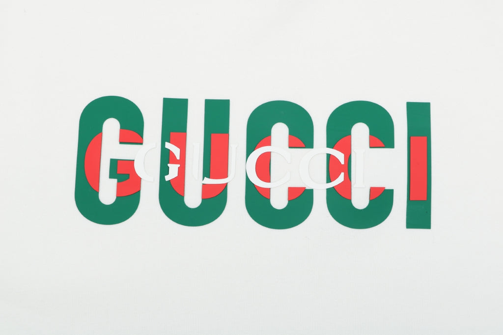 Gucci Red Green Double G Print Crewneck Sweatshirt in White