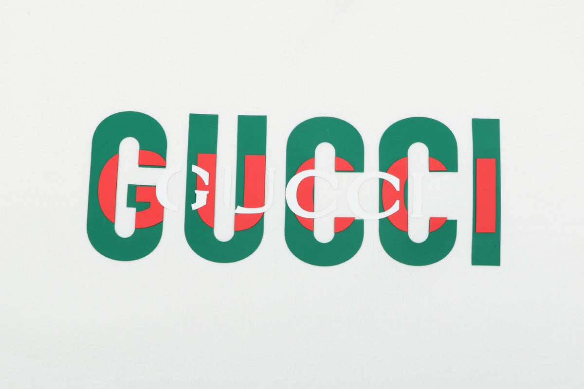 Gucci Red Green Double G Print Crewneck Sweatshirt in White