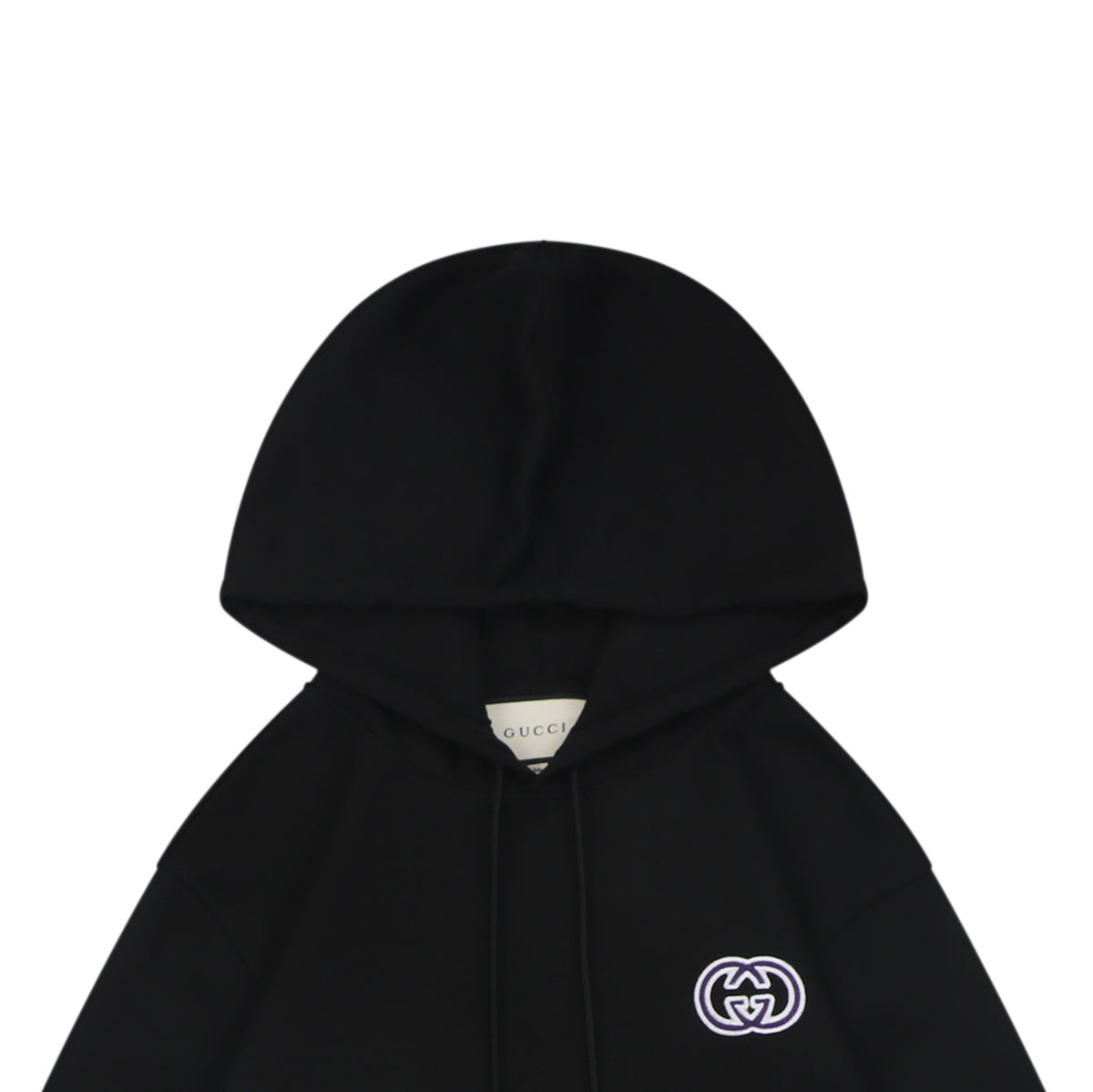 Gucci Purple White Double G Embroidered Hoodie in Black