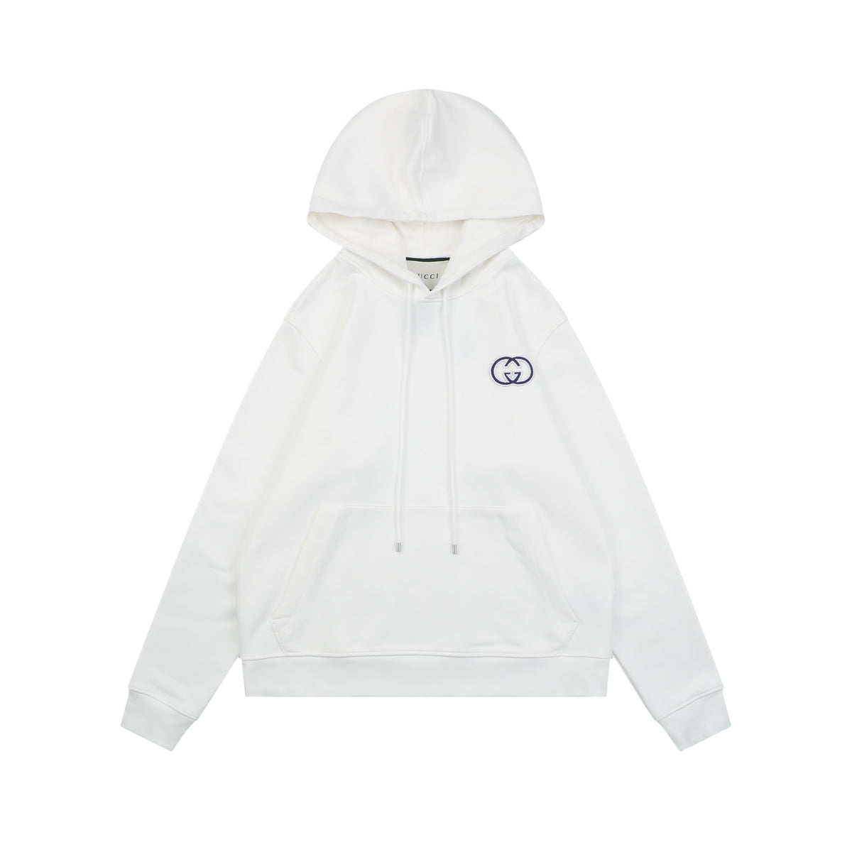 Gucci Purple White Double G Embroidered Hoodie in White