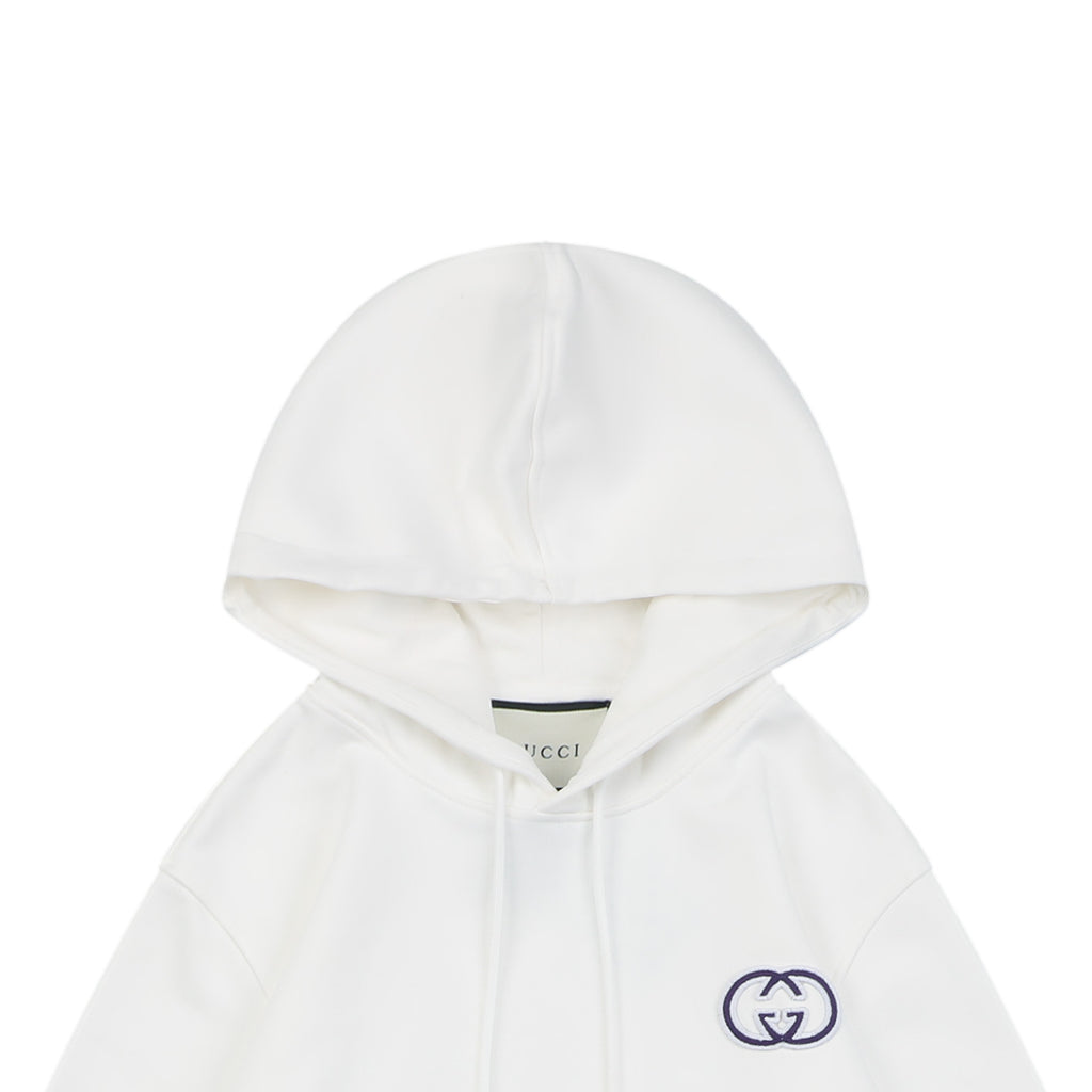Gucci Purple White Double G Embroidered Hoodie in White