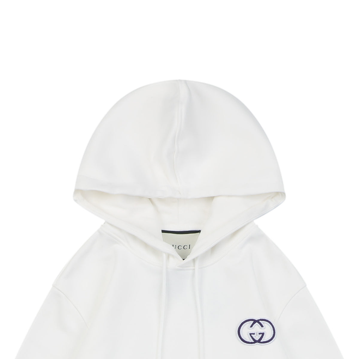 Gucci Purple White Double G Embroidered Hoodie in White