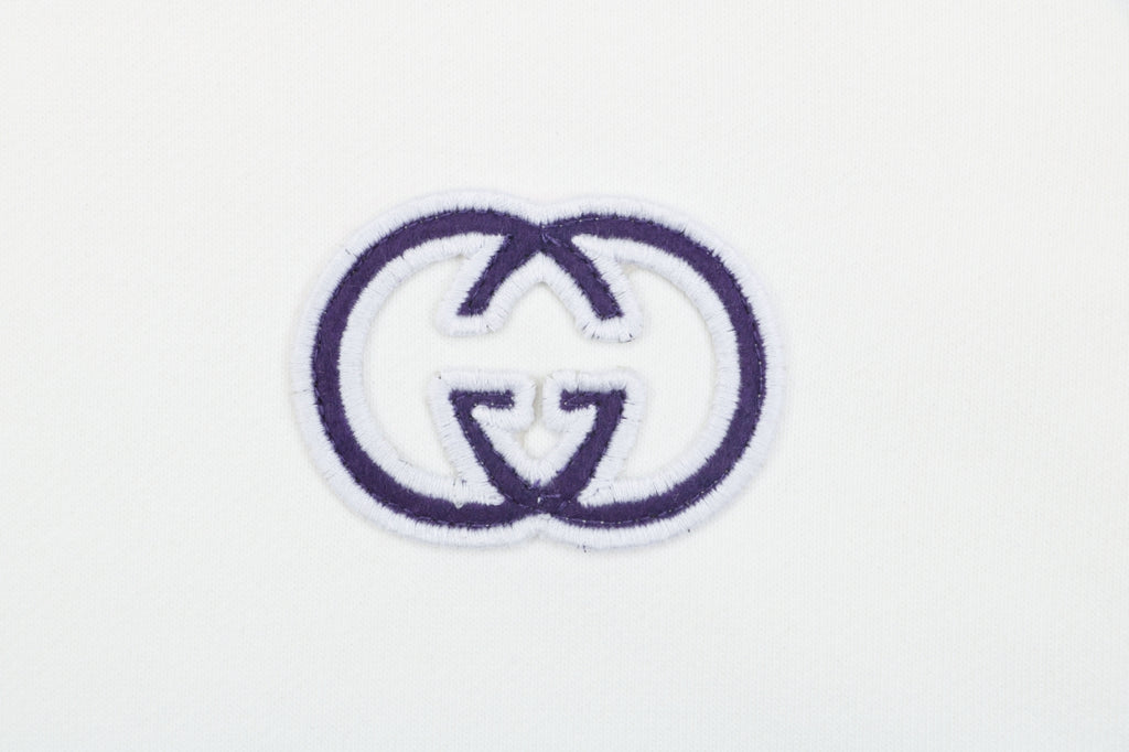 Gucci Purple White Double G Embroidered Hoodie in White
