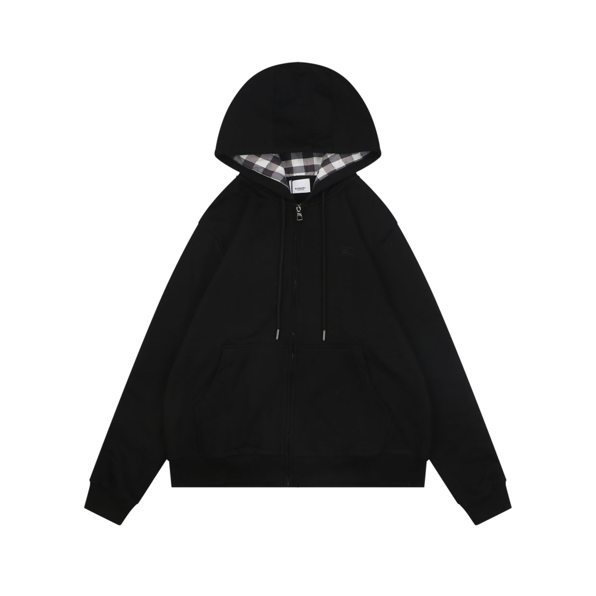 Burberry Equestrian Knight Embroidered Hooded Jacket in Tonal Black