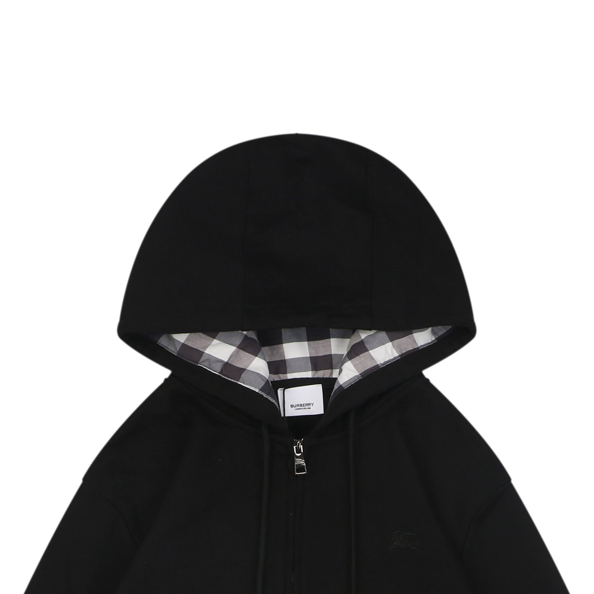 Burberry Equestrian Knight Embroidered Hooded Jacket in Tonal Black