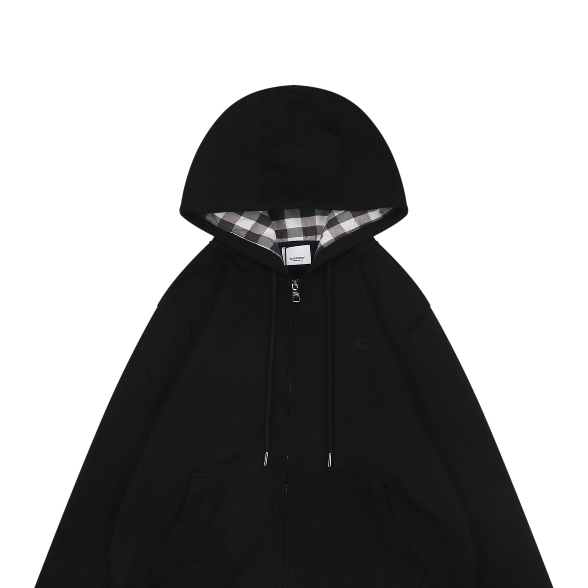 Burberry Equestrian Knight Embroidered Hooded Jacket in Tonal Black