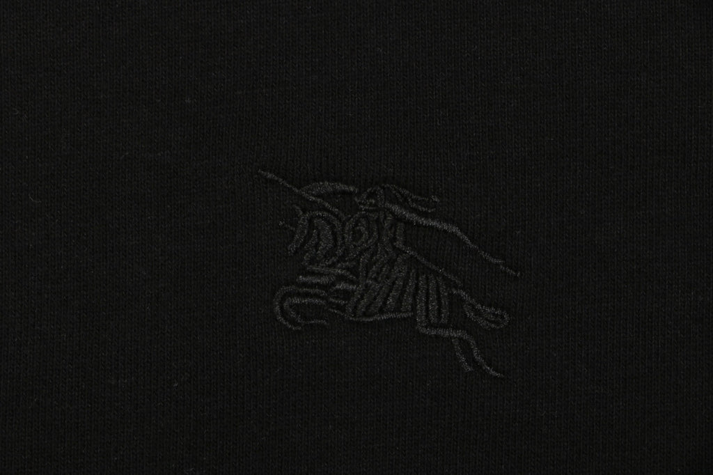 Burberry Equestrian Knight Embroidered Hooded Jacket in Tonal Black