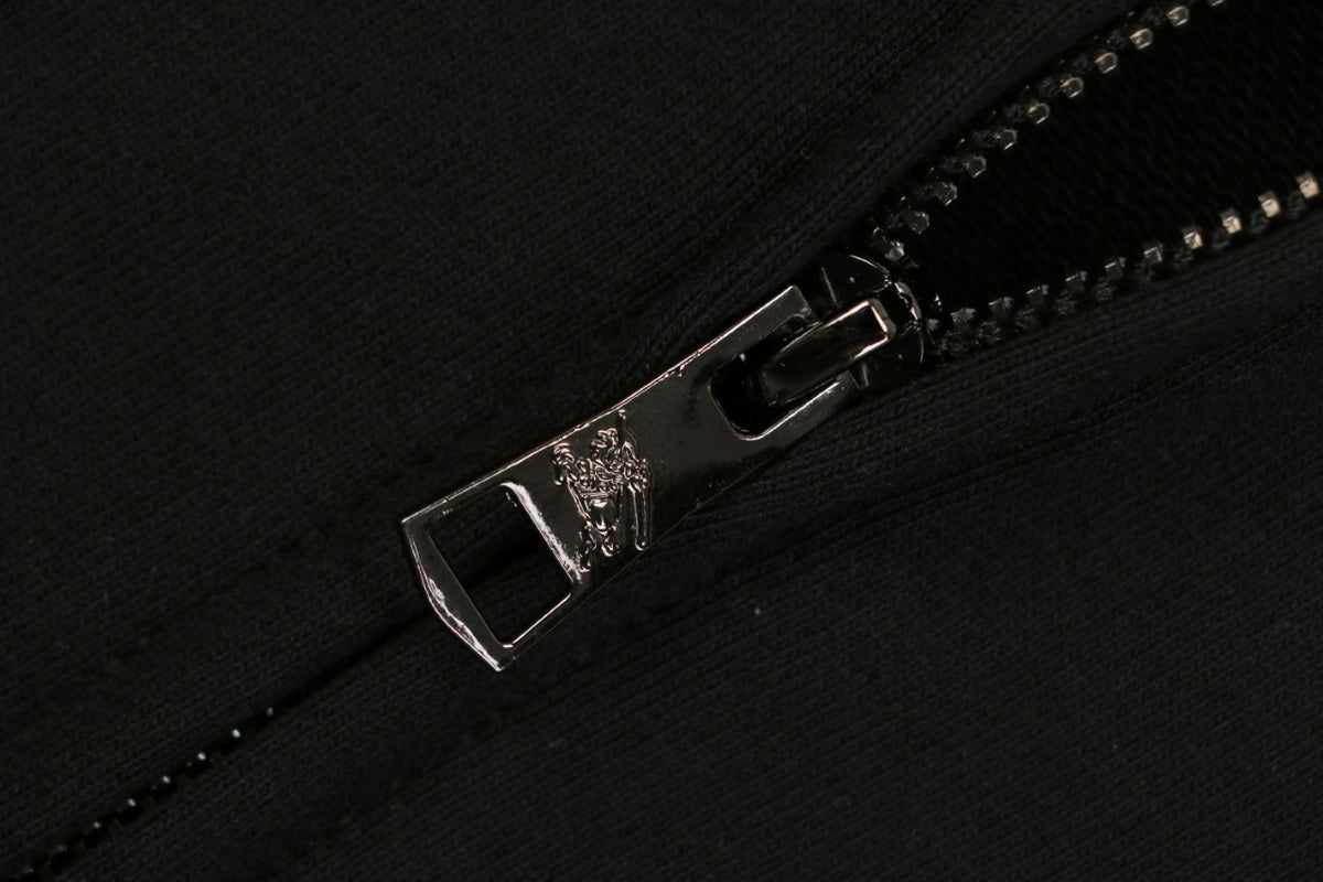 Burberry Equestrian Knight Embroidered Hooded Jacket in Tonal Black
