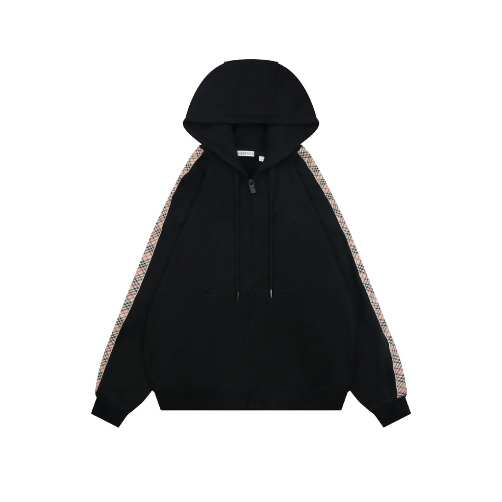 Burberry Side Check Tape Hooded Jacket in Black