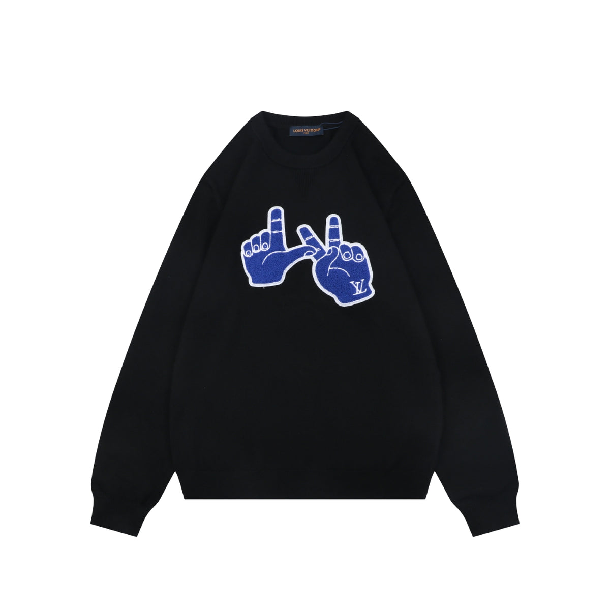 Louis Vuitton Blue Hand Graphic Crewneck Sweater - Black