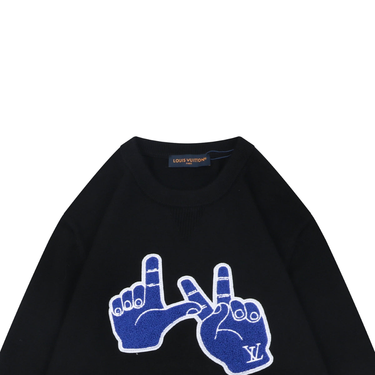 Louis Vuitton Blue Hand Graphic Crewneck Sweater - Black