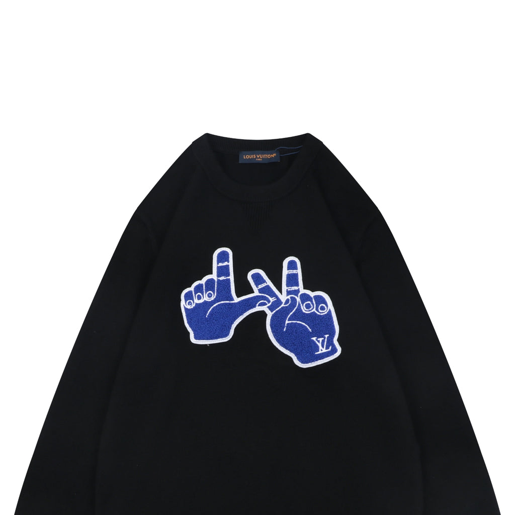 Louis Vuitton Blue Hand Graphic Crewneck Sweater - Black
