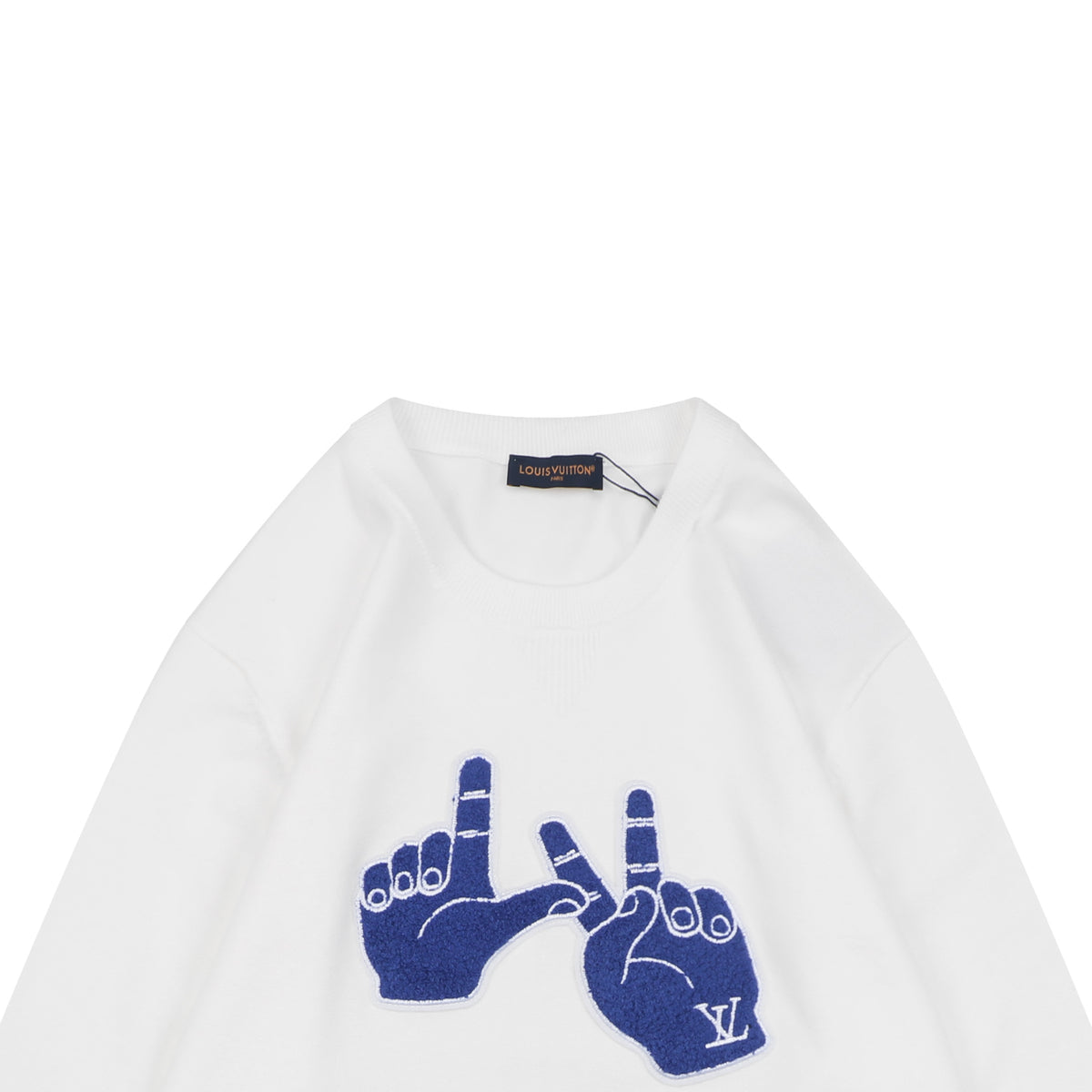 Louis Vuitton Blue Hand Graphic Crewneck Sweater - White